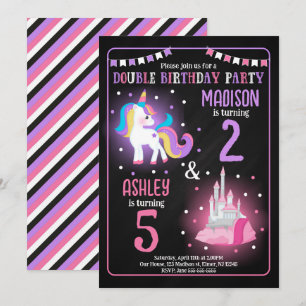 Invitación Cumpleaños conjunto de la princesa niña unicornio
