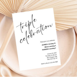 Invitación Cumpleaños Conjunto de la Triple Celebración minim