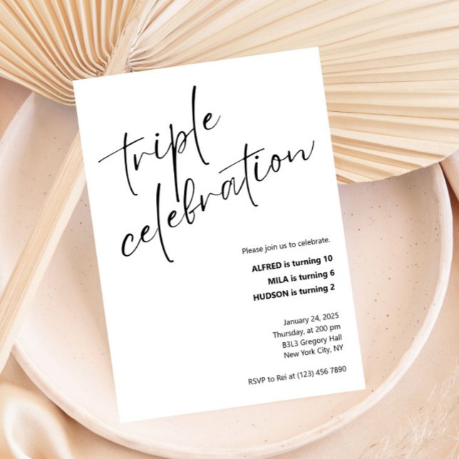 Invitación Cumpleaños Conjunto de la Triple Celebración minim (Subido por el creador)