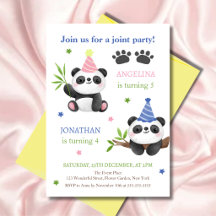 Cumpleaños conjunto de niño y niña Panda