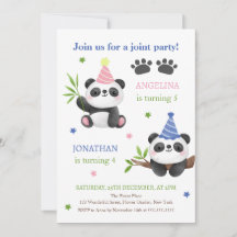 Cumpleaños conjunto de niño y niña Panda 