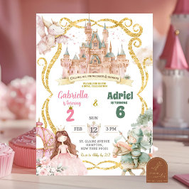 Invitación Cumpleaños conjunto de princesa y caballero niño n