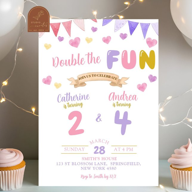 Invitación Cumpleaños conjunto de Sweet Heart Doble la divers (Subido por el creador)