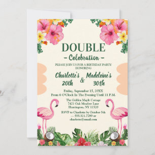 Invitación Cumpleaños conjunto hawaiano floral tropical color
