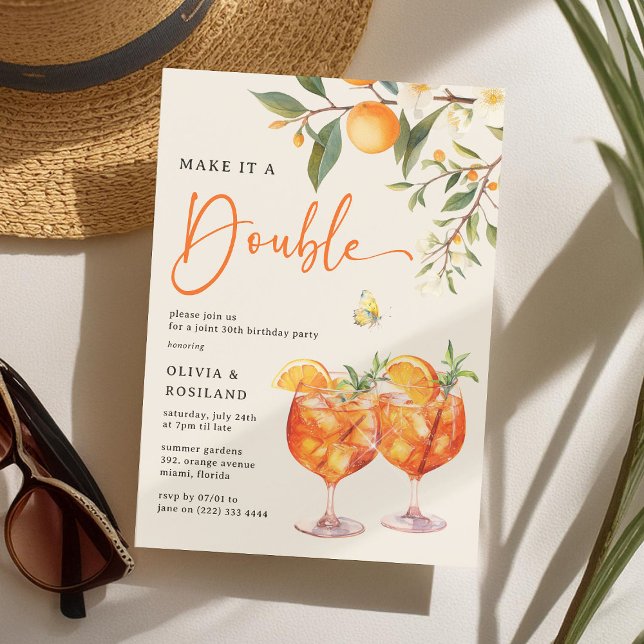 Invitación Cumpleaños conjunto 'Hazlo un Doble Aperol Spritz' (Subido por el creador)