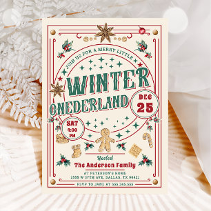 Invitación Cumpleaños Cookie Navidad Invierno ONEderland