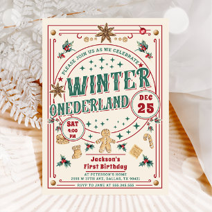 Invitación Cumpleaños Cookie Navidad Invierno ONEderland