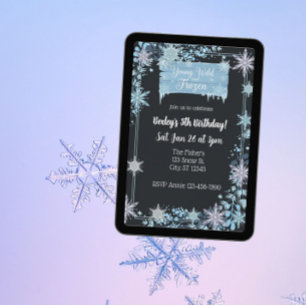 Invitación Cumpleaños copo de nieve joven, salvaje y congelad