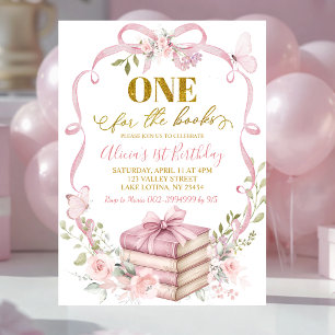 Invitación Cumpleaños Coquette de Floral Rosa Uno para el lib