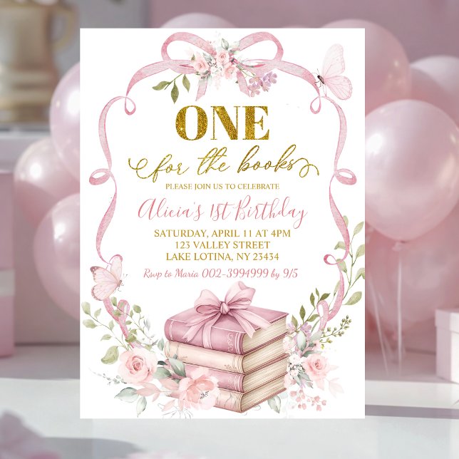 Invitación Cumpleaños Coquette de Floral Rosa Uno para el lib (Subido por el creador)