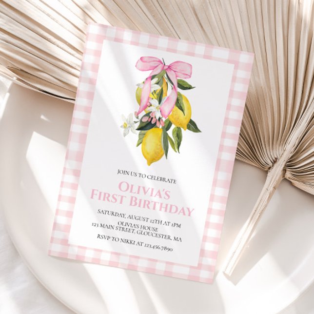 Invitación Cumpleaños Coquette rosa limón con lazo (Subido por el creador)