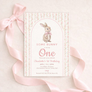 Invitación Cumpleaños Coquette Vintage Some Bunny is One