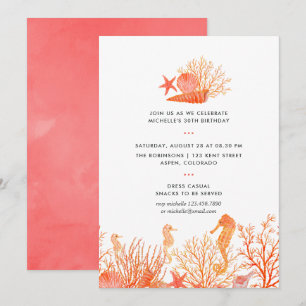 Invitación Cumpleaños Coral Vivo Acuarela Bajo el Mar