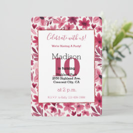 Invitación Cumpleaños Corazones Flores Rojas