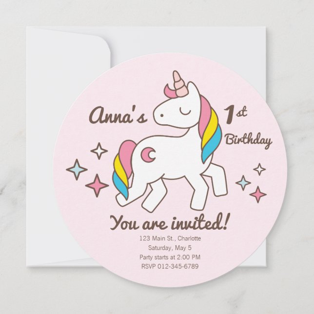 Invitación Cumpleaños. Corta Unicornio con espárragos. (Reverso)