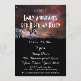 Invitación Cumpleaños Cósmico de Halloween
