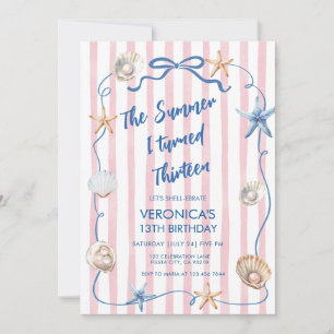 Invitación Cumpleaños Costero Rosa El Verano Que Cumplí Trece