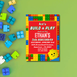 Invitación Cumpleaños creativo para niños con tema de constru