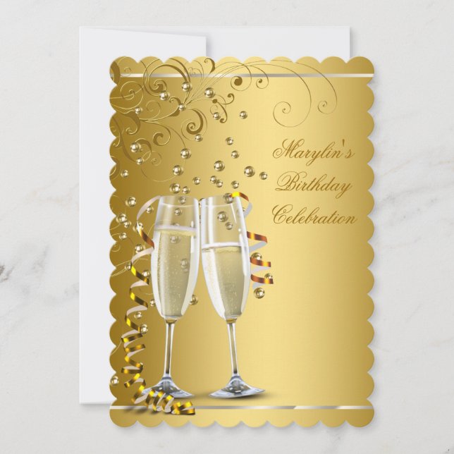 Invitación Cumpleaños Crema de Oro y Marfil (Anverso)