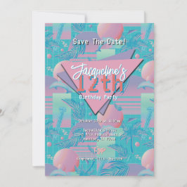 Invitación Cumpleaños Crepuscular Vapor Azul de Verano