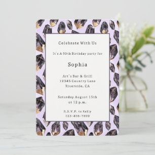 Invitación Cumpleaños Cristales Oro Púrpura