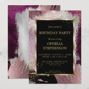 Invitación Cumpleaños   Cruce de broche de cassis metálica au
