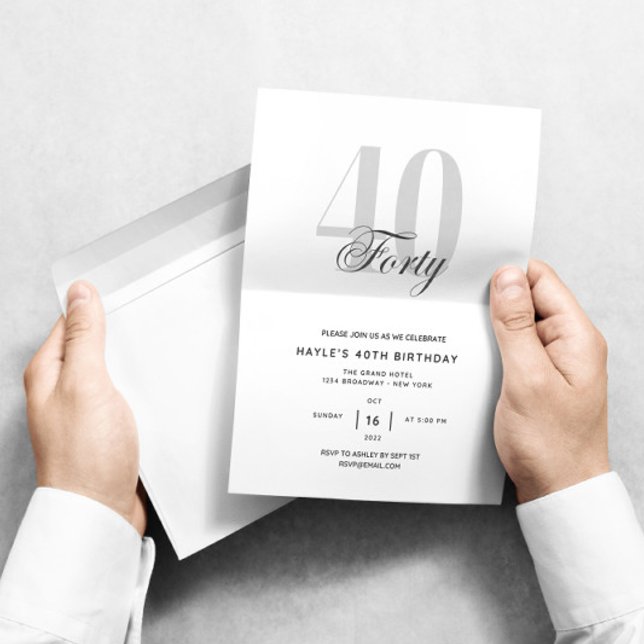 Invitación Cumpleaños cuarenta - 40º Cumpleaños Chic Negro y  (Subido por el creador)