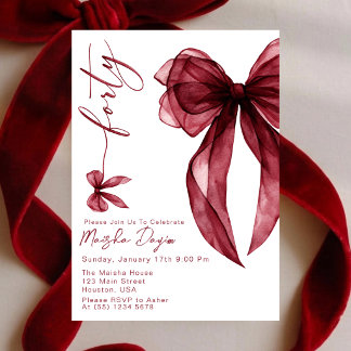 Invitación Cumpleaños cuarenta Burgundy Watercolor Bow