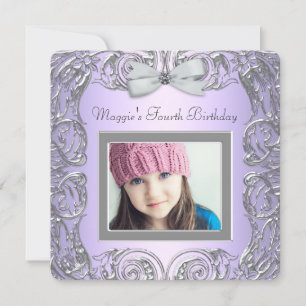 Invitación Cumpleaños cuarto de niñas foto lavanda púrpura