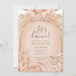 Invitación Cumpleaños cuarto de niñas princesas de ballet