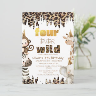 Invitación Cumpleaños Cuatro Siempre Salvaje Fiesta Safari 4