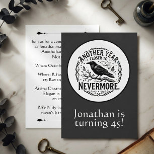 Invitación Cumpleaños Cuervo Silueta Negra Nevermore