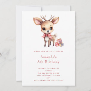 Invitación Cumpleaños Cute Baby Deer con regalos