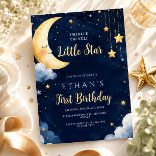 Invitación Cumpleaños de 1er año al medianoche de Twinkle Twi