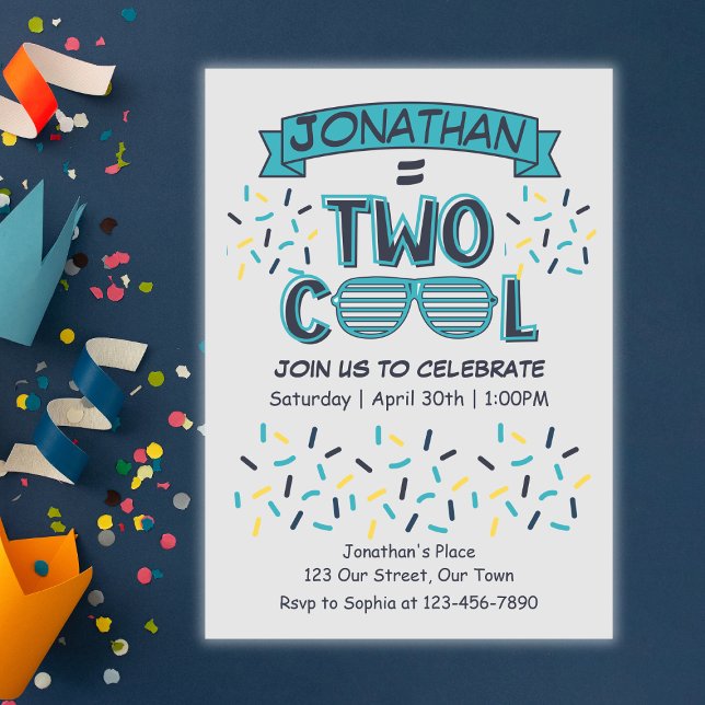 Invitación Cumpleaños de 2 años Chico Gafas de sol Two Cool (Subido por el creador)