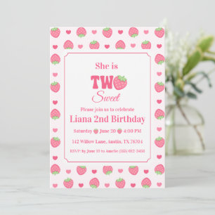 Invitación Cumpleaños de 2 años de Dos Dulces Niñas Fresas Ro