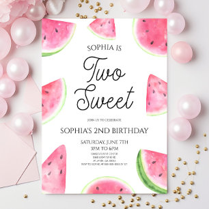 Invitación Cumpleaños de 2 años de Dos Dulces Sandías Rosadas