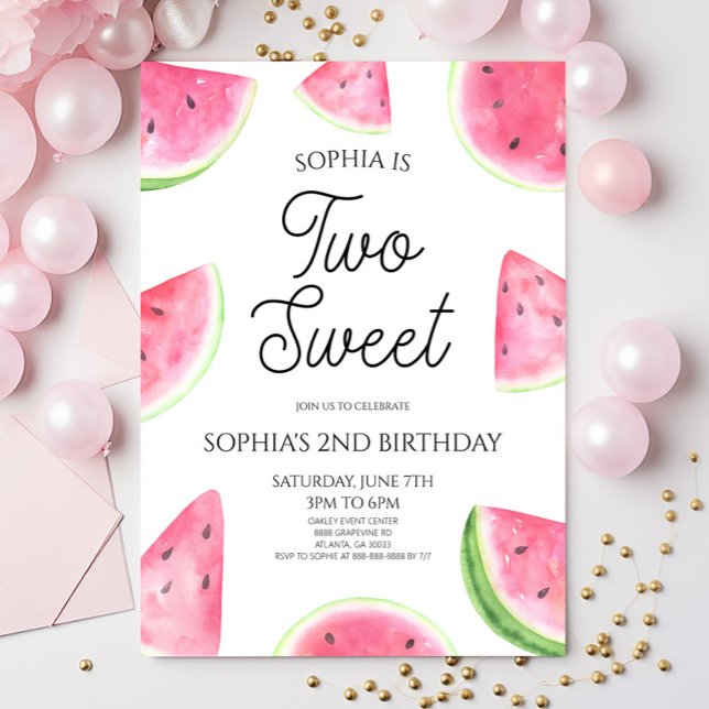 Invitación Cumpleaños de 2 años de Dos Dulces Sandías Rosadas (Subido por el creador)
