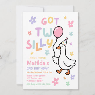 Invitación Cumpleaños de 2 años de Got Two Silly Goose Girl