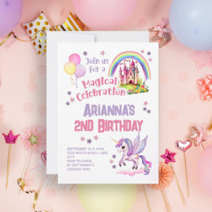 Invitación Cumpleaños de 2 años de la niña del castillo del u