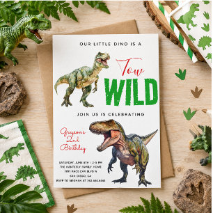 Invitación Cumpleaños de 2 años de niño con fiesta de dinosau