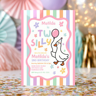 Invitación Cumpleaños de 2 años de Two Silly Goose Girl Paste