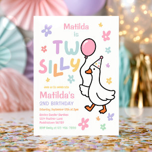 Invitación Cumpleaños de 2 años de Two Silly Goose Girl Paste