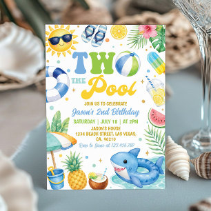 Invitación Cumpleaños de 2 años en la piscina de verano en la