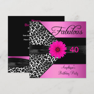 Invitación Cumpleaños de 40 Fabuloso Fiesta Rosa Caliente Leo
