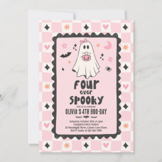 Invitación Cumpleaños de 4 años de niña fantasma espeluznante