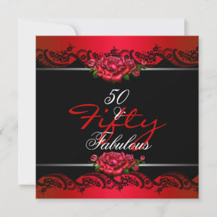 Invitación Cumpleaños de 50 años 50 & Fabuloso Fiesta Rosas R