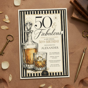 Invitación Cumpleaños de 50 años con tema de Whiskey para él