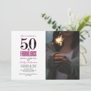 Invitación Cumpleaños de 50 años fabulosos y rosados Foto de 
