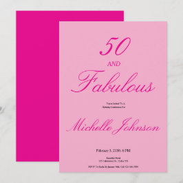 Invitación Cumpleaños de 50 años rosa: cincuenta y fabuloso